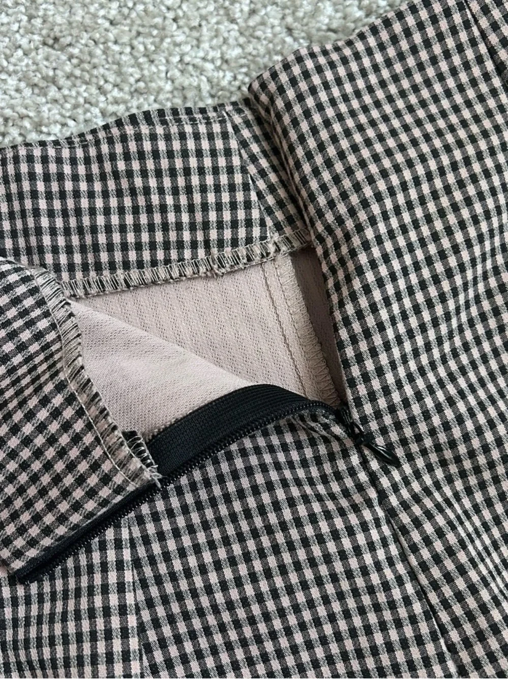 Zara Gingham Plaid Faux Button Skort High Rise Pink Black Size Medium Never Worn - Picture 4 of 7
